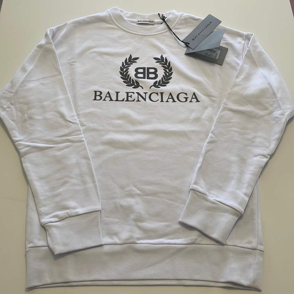 Mens Balenciaga White Sweatshirt size Small, new with tags